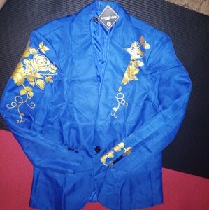 Fashion Paisley Floral Gold Blazer